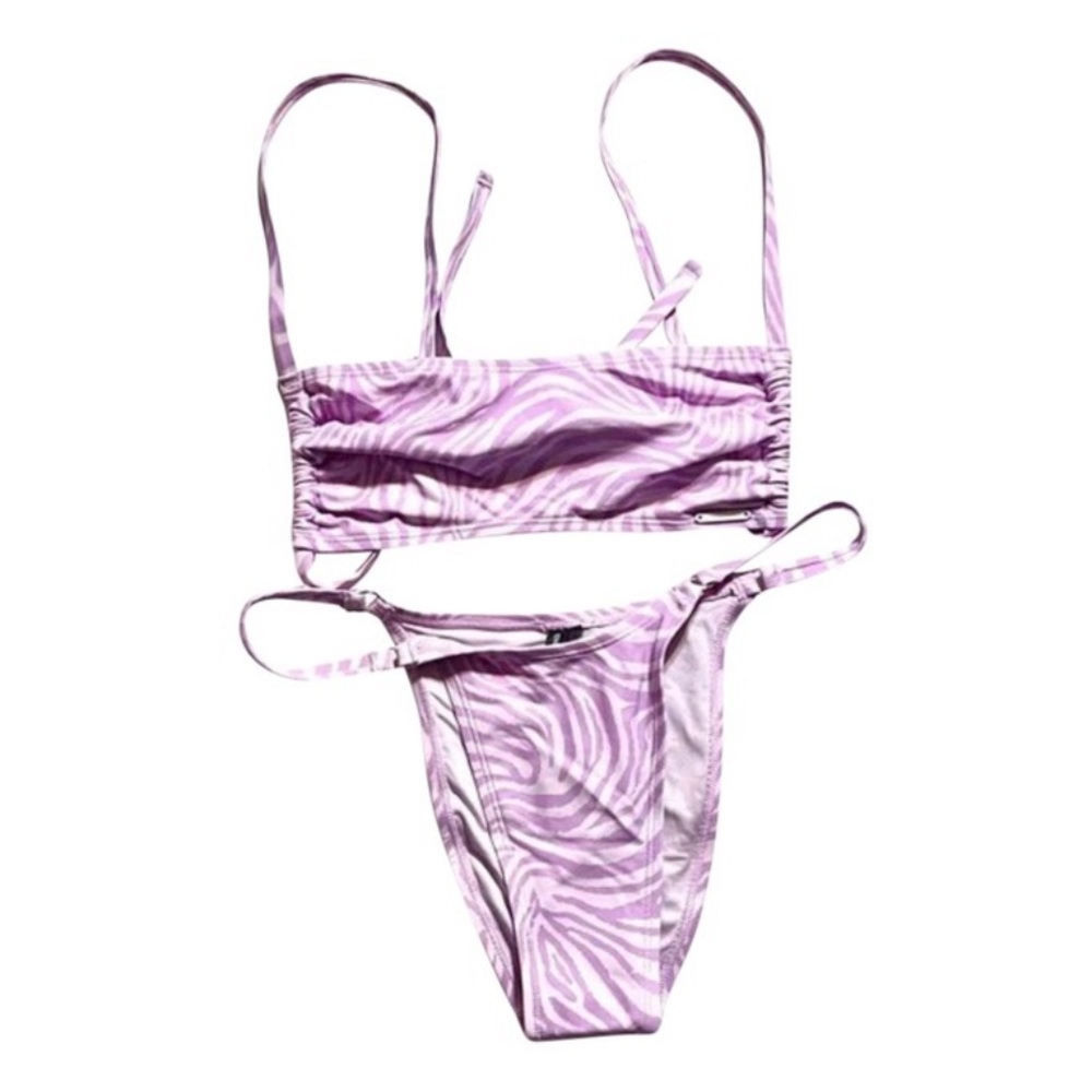 NWT Kendall + Kylie Lilac Abstract Tiger 2 Piece Bikini Size L